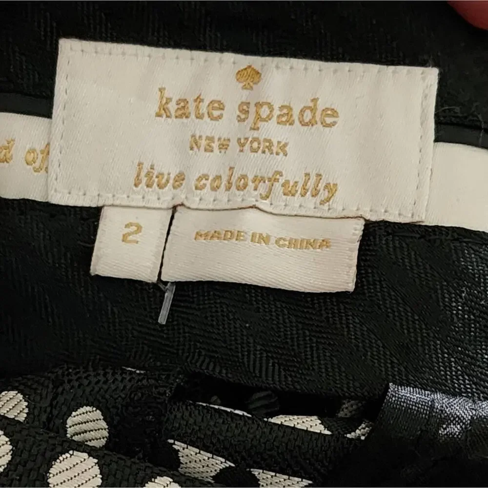 Kate Spade black and beige‎ cropped Polka Dot Margaux Pants size 2